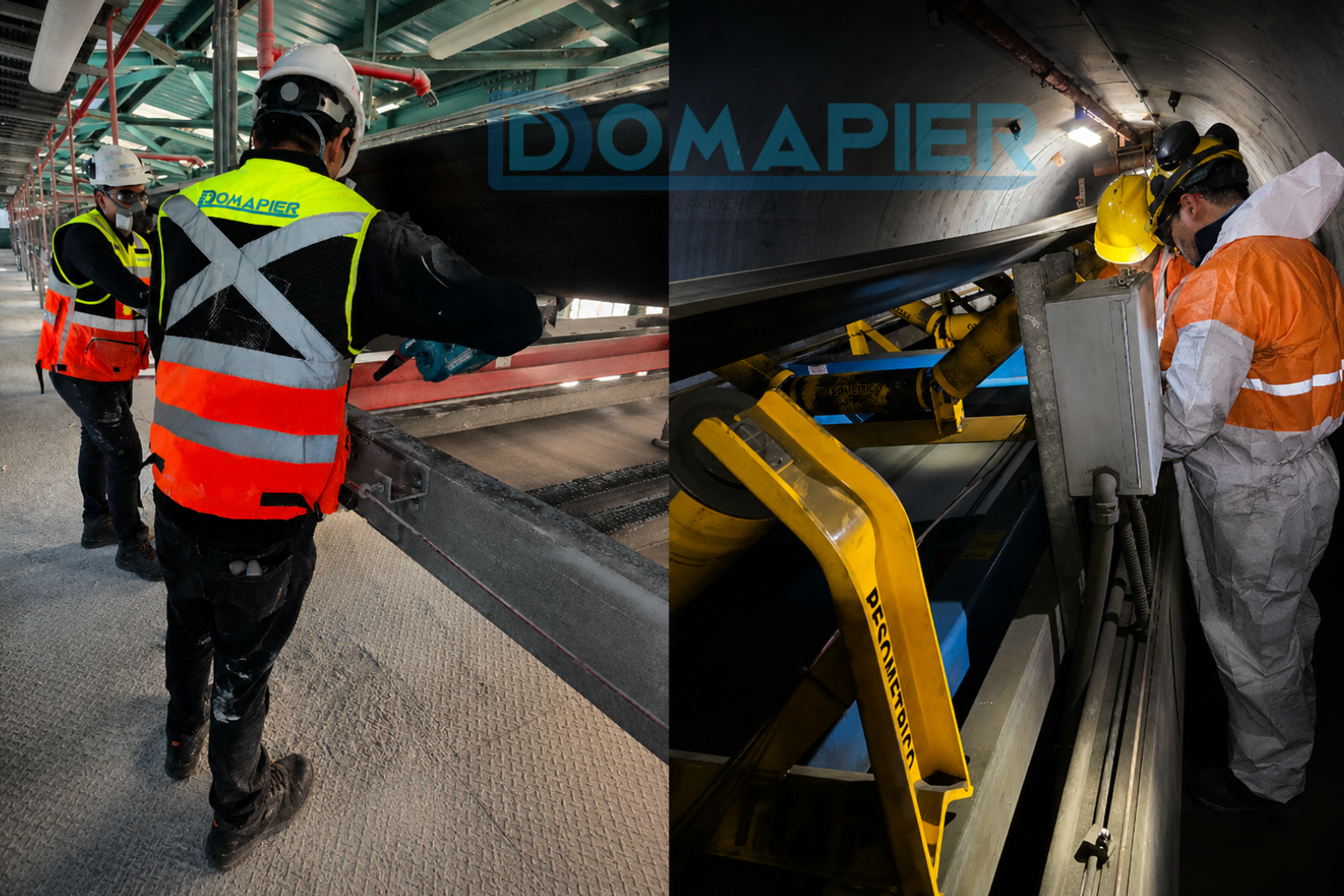 Mantenimiento técnico de pesómetros Siemens y Ramsey en correas transportadoras realizado por DOMAPIER