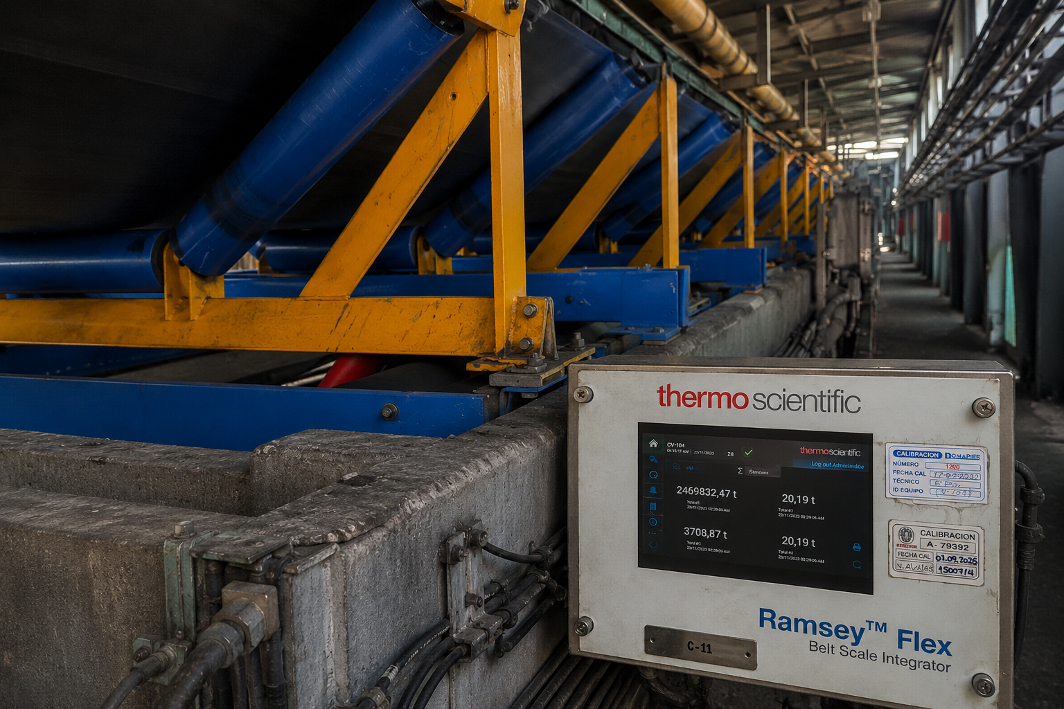 Sistema industrial de pesaje dinámico en una correa transportadora