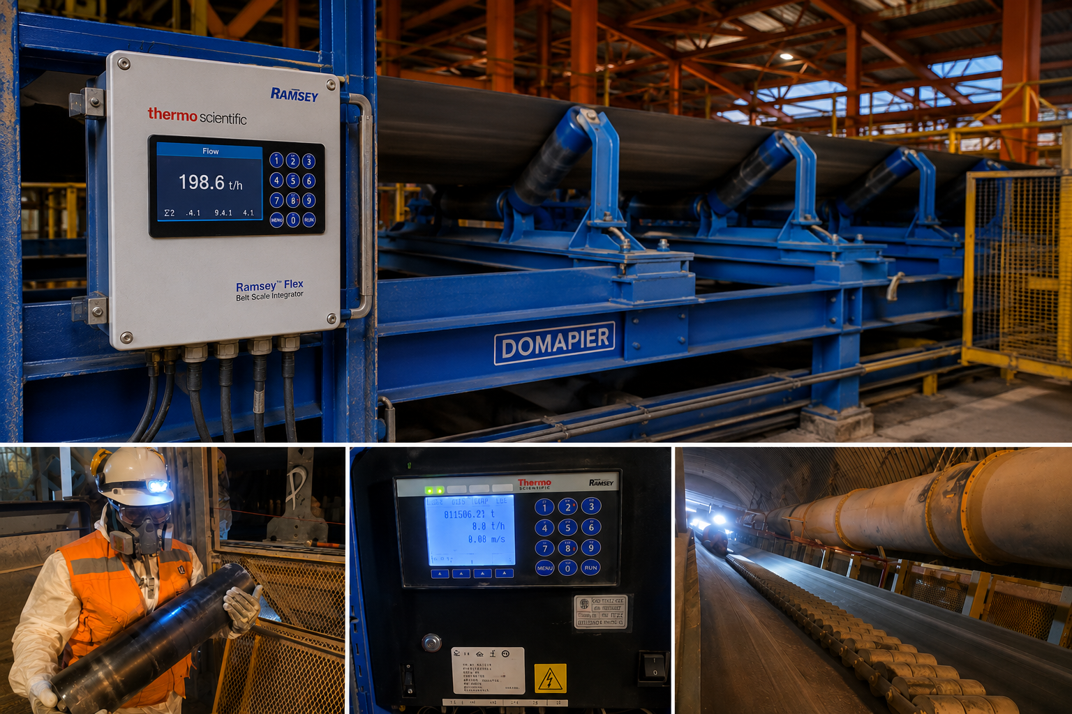 Mantenimiento calibración y verificación de pesómetro Ramsey para correa transportadora realizado por DOMAPIER